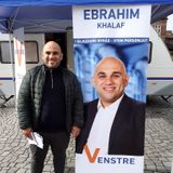 Valgreklame som roll up til Ebrahim Khalaf fra Venstre